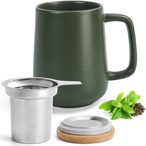 Keramik Teetasse Groß mit Sieb - Teegeschenke - Pastelltürkis
