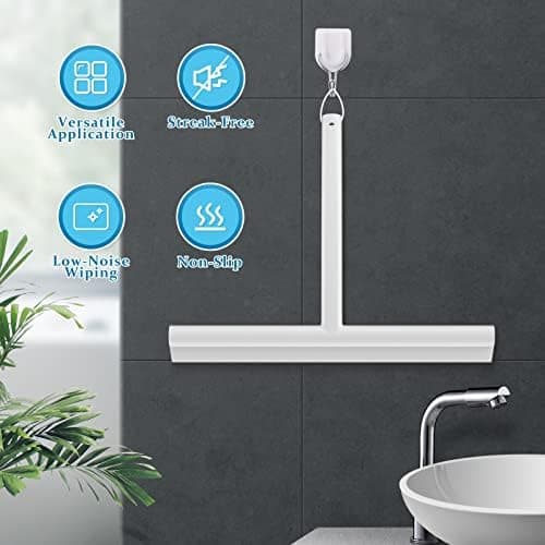 MOSUO Duschabzieher Schwarz - Dusche, Fensterreinigung, Edelstahl-Kern, Silikon, Badezimmer