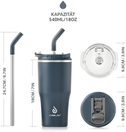 Ideaux Isolierbecher 14oz (420ml) | Doppelwandig | Eign. für Kaffee & Tee - Grün | Auslaufsicher | Reisebef. | Heiß & Ka