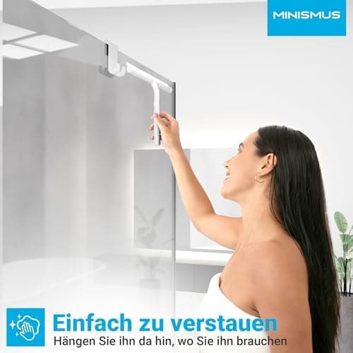 Minismus Silikon Duschabzieher Schwarz 28cm - Makellose Oberflächen, Kein Bohren erforderlich, Glas & FensterHalterung i