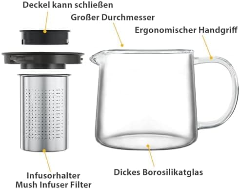 Kaffeekanne Glas-Teekanne 1500 ml mit Kerzenwärmer und Teesieb Geschenkbox