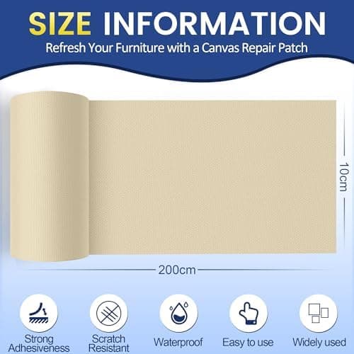 Selbstklebender Textilkleber 10x200cm, Wasserdicht Repair Patch, Zelt Stoffspar Patch für Sofa RV Markisen Stühle