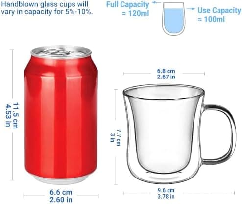Ecooe Doppelwandige Kaffeetassen Glas 2er Set für Cappuccino und Tee Borosilikatglas