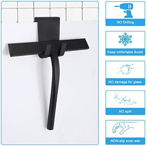 Silikon Duschabzieher mit Edelstahl-Kern für Badezimmer (Black, Small)  
Edelstahl-Kern Silikon Duschabzieher für Spiege