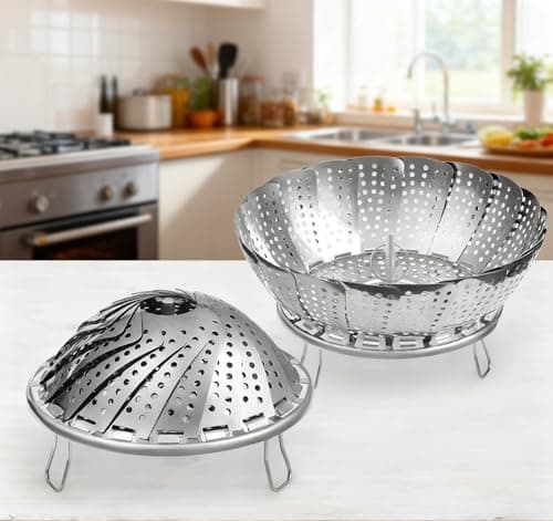 Edelstahl Dampfgarer Einstellbar Dünsteinsatz für Edelstahl Topf 23CM, Edelstahl Dampfgarer für Gemüse, Fisch und Meeres