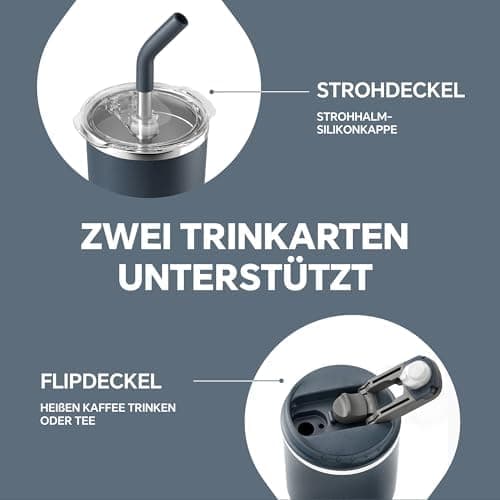 Ideaux Isolierbecher 14oz (420ml) | Doppelwandig | Eign. für Kaffee & Tee - Grün | Auslaufsicher | Reisebef. | Heiß & Ka