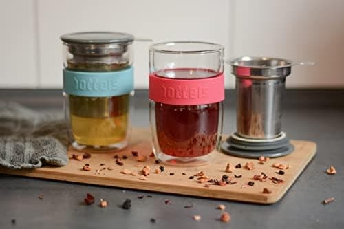 Teebecher mit Sieb 380ml Doppelwandig Taupe