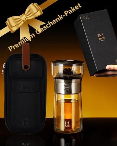 ZENS Modern Teekanne Glas mit Sieb für Teeliebhaber in Portable Tea Maker mit Isolierbecher