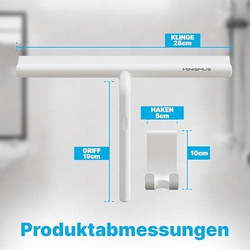 Minismus Silikon Duschabzieher Schwarz 28cm - Makellose Oberflächen, Kein Bohren erforderlich, Glas & FensterHalterung i