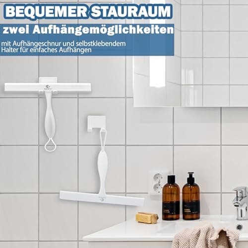 Duschabzieher Silikon Anti-Rost Weiß für Duschtür Spiegel und Fensterreinigung