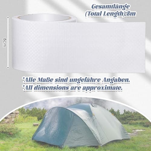 Sinmoe PE Planenband für Lkw-Reparatur - Wasserdicht - Zelt-Flicken - Kfz-Anhänger-Reparatur (8cm x 8m, Transparent)