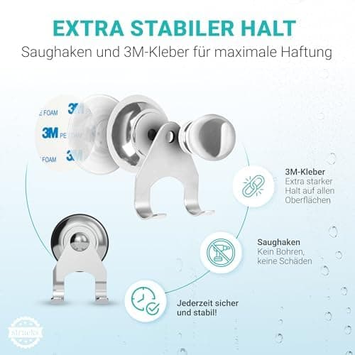 Stracks® Edelstahl Duschabzieher - Kein Bohren! Grau - Duschabzieher, Duschzubehör, Fenster Abzieher Wischer