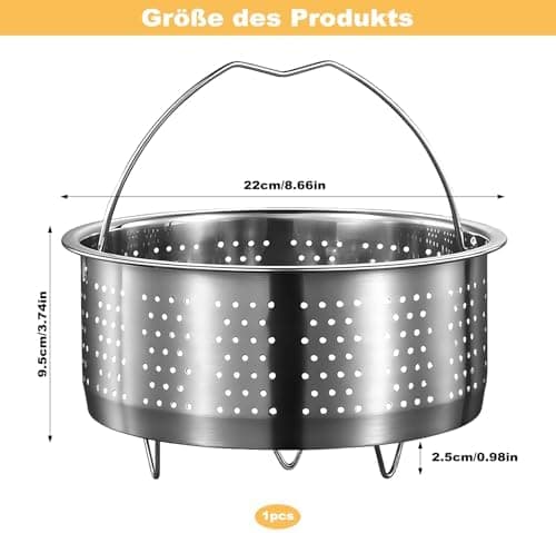 Edelstahl 304 Dampfgarer Topf für schnell kochendes Gemüse und Früchte mit Griff (22cm) - Topf mit Dämpfereinsatz für Ko