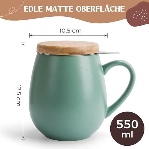 Teetasse mit Sieb XXL - 550 ml - für Tee-Zubereitung bei Bedarf
