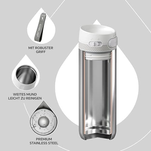 Ideaux Isolierbecher 14oz (420ml) | Doppelwandig | Eign. für Kaffee & Tee - Grün | Auslaufsicher | Reisebef. | Heiß & Ka