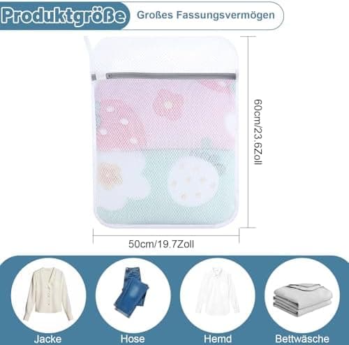 3 Stück Wäschesäcke mit Wabenstruktur für Feinwäsche und BH im Format 50 x 60 cm Waschmaschine-Wäschenetz mit Reißversch