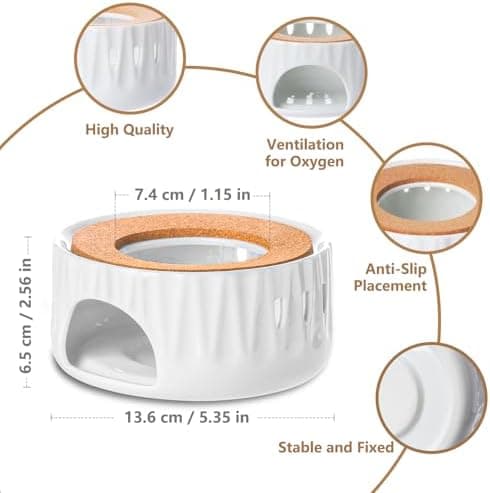 Ecoe Stövchen Teewärmer Kaffeewärmer 320ML Edelstahl mit Teelichtofen und Teelichthalter für Tee und Kaffee