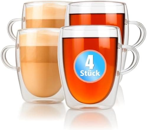BigDean Doppelwandige Latte Macchiato Gläser 300 ml Geschenkverpackung
| BigDean Teetassen und Kaffeegläser 300 ml dopp