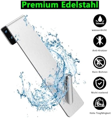 Edelstahl Verbesserte Duschhaken 4 Stück ohne Bohren für Glaswand Handtuchhalter mit Schutzmatte Dusche Zubehör Robust u