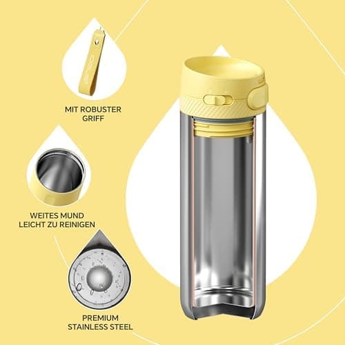 Ideaux Isolierbecher 14oz (420ml) | Doppelwandig | Eign. für Kaffee & Tee - Grün | Auslaufsicher | Reisebef. | Heiß & Ka