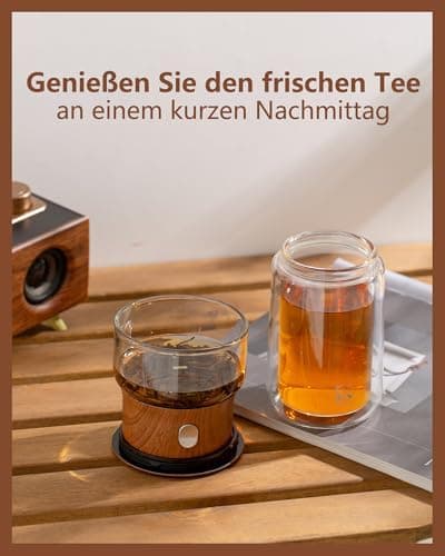 ZENS Modern Teekanne Glas mit Sieb für Teeliebhaber in Portable Tea Maker mit Isolierbecher