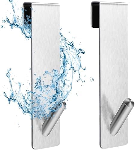 Edelstahl Verbesserte Duschhaken 4 Stück ohne Bohren für Glaswand Handtuchhalter mit Schutzmatte Dusche Zubehör Robust u