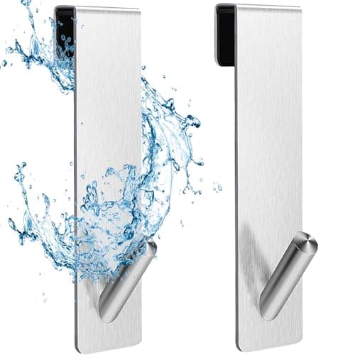 Edelstahl Verbesserte Duschhaken 4 Stück ohne Bohren für Glaswand Handtuchhalter mit Schutzmatte Dusche Zubehör Robust u
