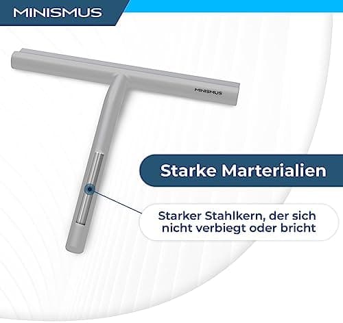 Minismus Silikon Duschabzieher Schwarz 28cm - Makellose Oberflächen, Kein Bohren erforderlich, Glas & FensterHalterung i