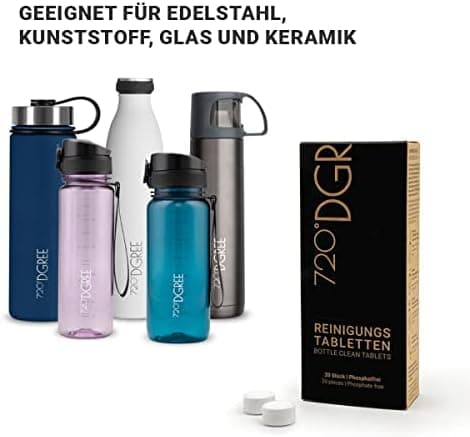 720°DGREE Trinkflaschen Reinigungstabletten - Hygienisch & Effektiv: Entfernt Gerüche & Ablagerungen - ClimatePartner ce