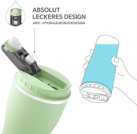 Ideaux Isolierbecher 14oz (420ml) | Doppelwandig | Eign. für Kaffee & Tee - Grün | Auslaufsicher | Reisebef. | Heiß & Ka