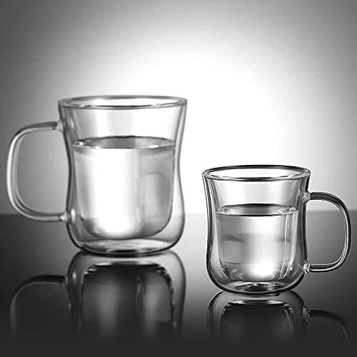 Ecooe Doppelwandige Kaffeetassen Glas 2er Set für Cappuccino und Tee Borosilikatglas