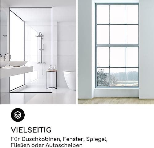 GÜTEWERK Duschabzieher Set ohne Bohren 23 cm breit Edelstahl Kern Silikon Saugnapf Badabzieher