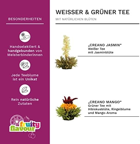 Teekanne Glas Creano 1,2l - 2 Teeblumen - Tropffrei - Gastro-Geschenk