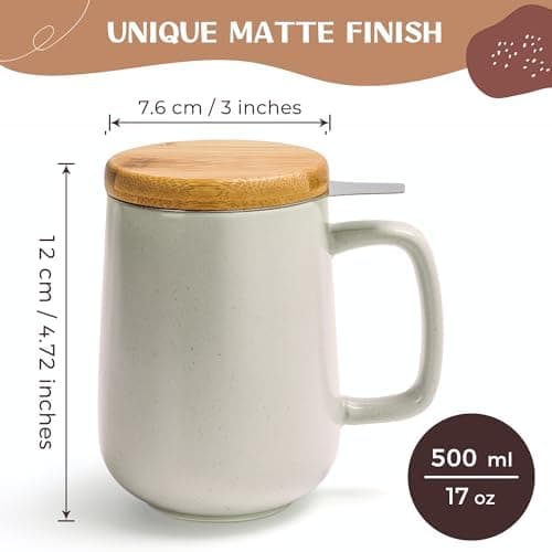 Keramik Teetasse Groß mit Sieb - Teegeschenke - Pastelltürkis