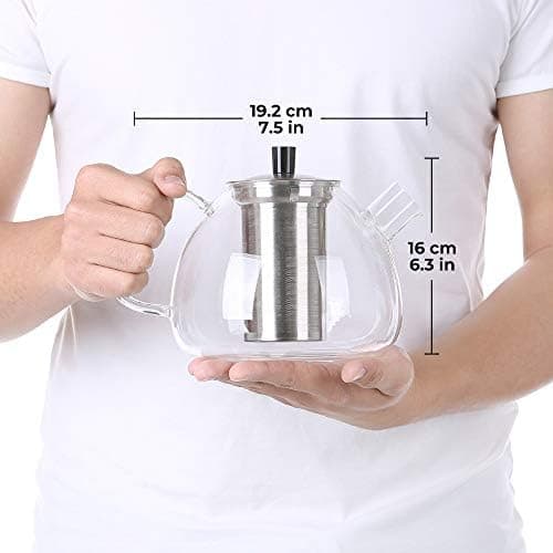 Ecooe Original 1500ml Bronzeschiefer Glass Tea Kettle Borosilicate Glass Tea Infuser with Removable 18/8 Stainless Steel