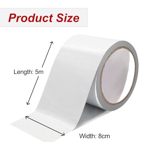 WELSTIK PVC Planenband Weiß 5M*8CM für lkw Abdeckplane, Markise, Zelt - Reparaturklebeband für Gewebeplanen - Planenflic