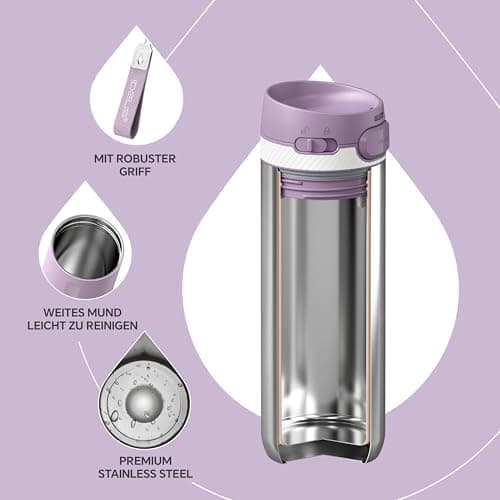 Ideaux Isolierbecher 14oz (420ml) | Doppelwandig | Eign. für Kaffee & Tee - Grün | Auslaufsicher | Reisebef. | Heiß & Ka