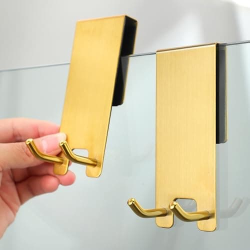 Kegii Duschhaken ohne Bohren - Ideal für Glasstärken von 6-12 mm | Für Handtücher und Duschabzieher | 2er Set Matt Schwa