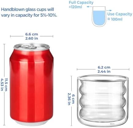 Ecoe Doppelwandige Kaffeegläser 350ml für Cappuccino und Tee, Borosilikatglas, Eis und Milch zu Hause und im Büro