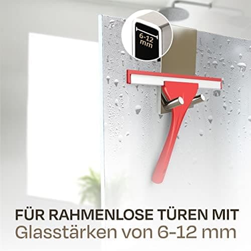 Praknu 2-Haken-Duschhaken - Rohrlochfrei - Innenauskleidung - Rostfreier Edelstahl - Für Glasstärken von 6-12 mm - Rosts
