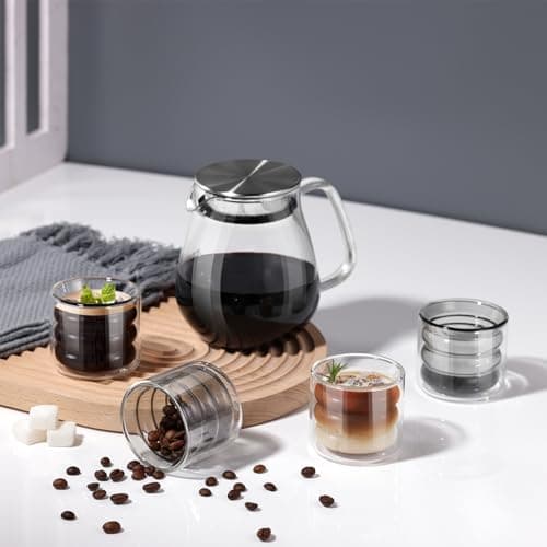 Ecoe Doppelwandige Kaffeegläser 350ml für Cappuccino und Tee, Borosilikatglas, Eis und Milch zu Hause und im Büro