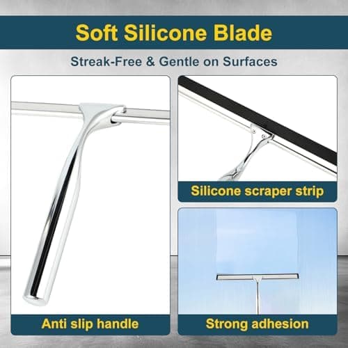 Duschabzieher Silikon & Edelstahl 25,6 cm Langlebig & Ergonomisch für Dusche & Fliesen