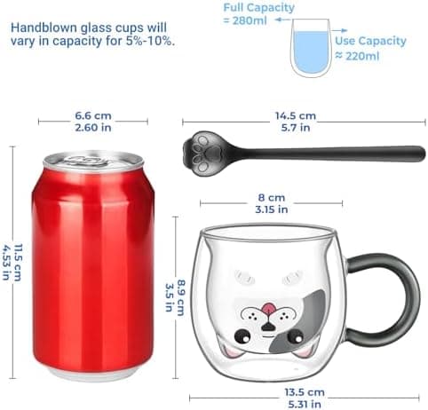 Ecooe Katzen Tasse Süße Doppelwandige Gläser Geburtstag Geschenke für Frauen