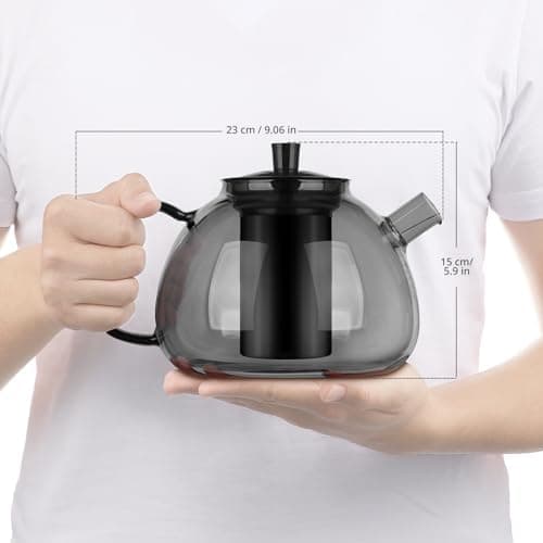 Ecooe Original 1500ml Bronzeschiefer Glass Tea Kettle Borosilicate Glass Tea Infuser with Removable 18/8 Stainless Steel