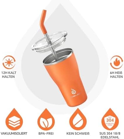Ideaux Isolierbecher 14oz (420ml) | Doppelwandig | Eign. für Kaffee & Tee - Grün | Auslaufsicher | Reisebef. | Heiß & Ka