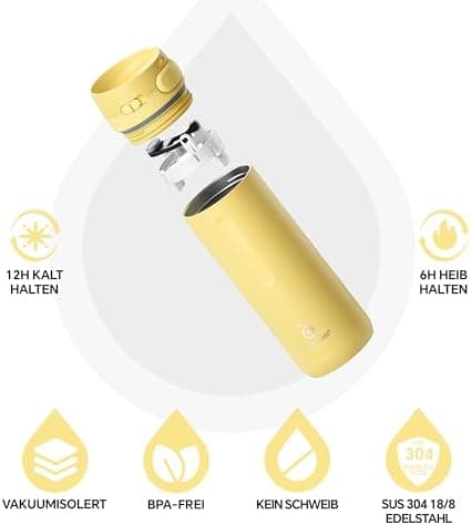 Ideaux Isolierbecher 14oz (420ml) | Doppelwandig | Eign. für Kaffee & Tee - Grün | Auslaufsicher | Reisebef. | Heiß & Ka