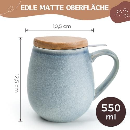 Teetasse mit Sieb XXL - 550 ml - für Tee-Zubereitung bei Bedarf