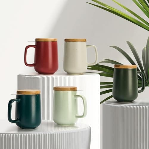 Keramik Teetasse Groß mit Sieb - Teegeschenke - Pastelltürkis