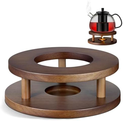Holz Stövchen für Teekanne - Handgefertigter Eichenteewärmer für Warmhalte bei Tee, Kaffee und Milch
|Ecooe Holz Stövche