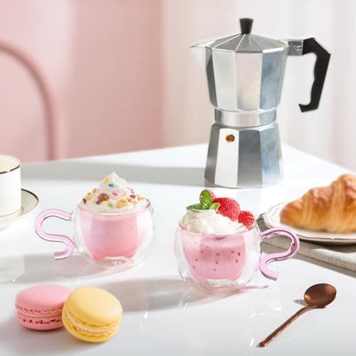 Ecooe Katzen Tasse Süße Doppelwandige Gläser Geburtstag Geschenke für Frauen